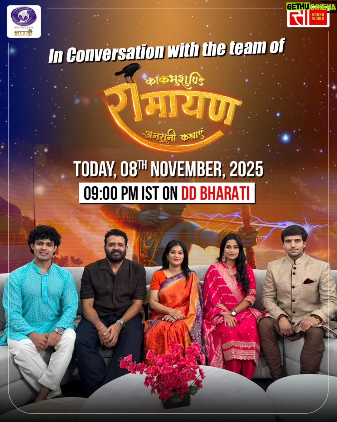 Vaibhavi Kapoor - 2.1K Likes - Hello All,

We are excited to share that we are coming live exclusively on @dd_bharati tonight at 9PM with the team of Kaakbhushundi Ramayan.

Tune into and be part of this special moment with us. Don't miss it.
.
.
#ramanandsagar #ramayana #ramayan #interview #exclusive #cominglive #happylife  #shriram #ramsita #liveon