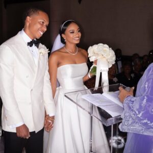 Vanessa Bell Calloway Instagram - Happy 2nd  Wedding Anniversary to Mr & Mrs Prince!!! @zprince.co @allyycali Two years ago today November 25th God brought you two together as you said “I Do” and our families became one! I wish you continued love and the best life possible together. May you have many many more wonderful anniversaries 🎉🎉🎉🎉🎉🎉🎉🍾🍾🍾🍾💞💚💜💛