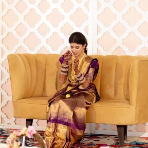 dharshini sudhakar Instagram - Glimpse of our engagement look❤️🙈
📸 @beyondinfinitymedia
Mua @subtlebridalmakeup
Purple saree @prakash_silks_and_sarees
Green saree - Sree Devi Coimbatore
Bangles @banglesofkraftiverse
Mehendi @san_mehendi_nails_artistry
Blouse @yanni_sofias_the_designer