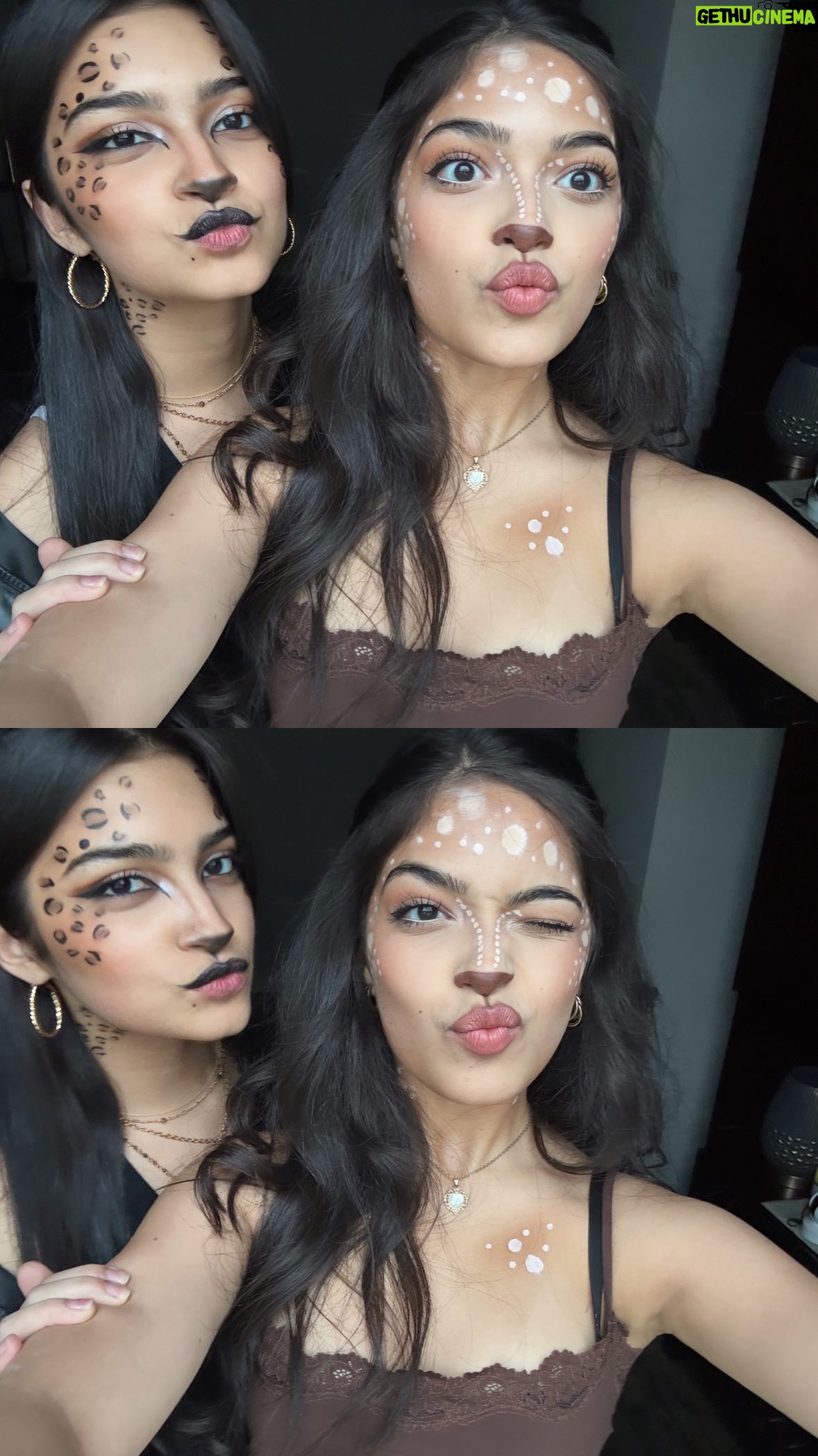 Aadupedia - 4.2K Likes - Sharma gayi main 🙈😊 Dressed up as a deer 🦌 and a cheetah 🐆 for halloween! Which one is your fav? ❤️
-

-

-

-

-

[ Halloween, Makeup, Deer Makeup, Cheetah Makeup, Sisters, Trend, Dance, Algorithm ]