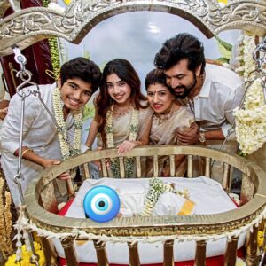 Aarthi Mohan Instagram - Our little Prince Charming is home 🧿

Words were truly said that love multiplies when family grows. I have, am and always will be a devotee towards big families and lots and lots of children. I can never have just enough. And to honour that prayer, I was tremendously gifted with a big family and plenty of nephews and nieces 🥰

The love we share cannot simply be put in words. We are not just family, but something more! And now, today, this time, it has been my littlest nephew, who's the reason for the celebration; for the family to be another person stronger! 

Welcome home VELAN ♡ athai's chella VELA ♥️
Thank you and bigger hugs to my Hasima and Hemi for bringing Velan into our lives ♥️✨️
.
.
.
#togetherasfamily #celebrations #newborn #onemore #godsgift