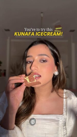 Aashi Adani Instagram - Tried the Kunafa pistachio ice cream and… yeah, it’s actually that good 😭💚
[kunafa ice cream, pistachio ice cream, Magnum ice cream review, dessert review reel, viral desserts]