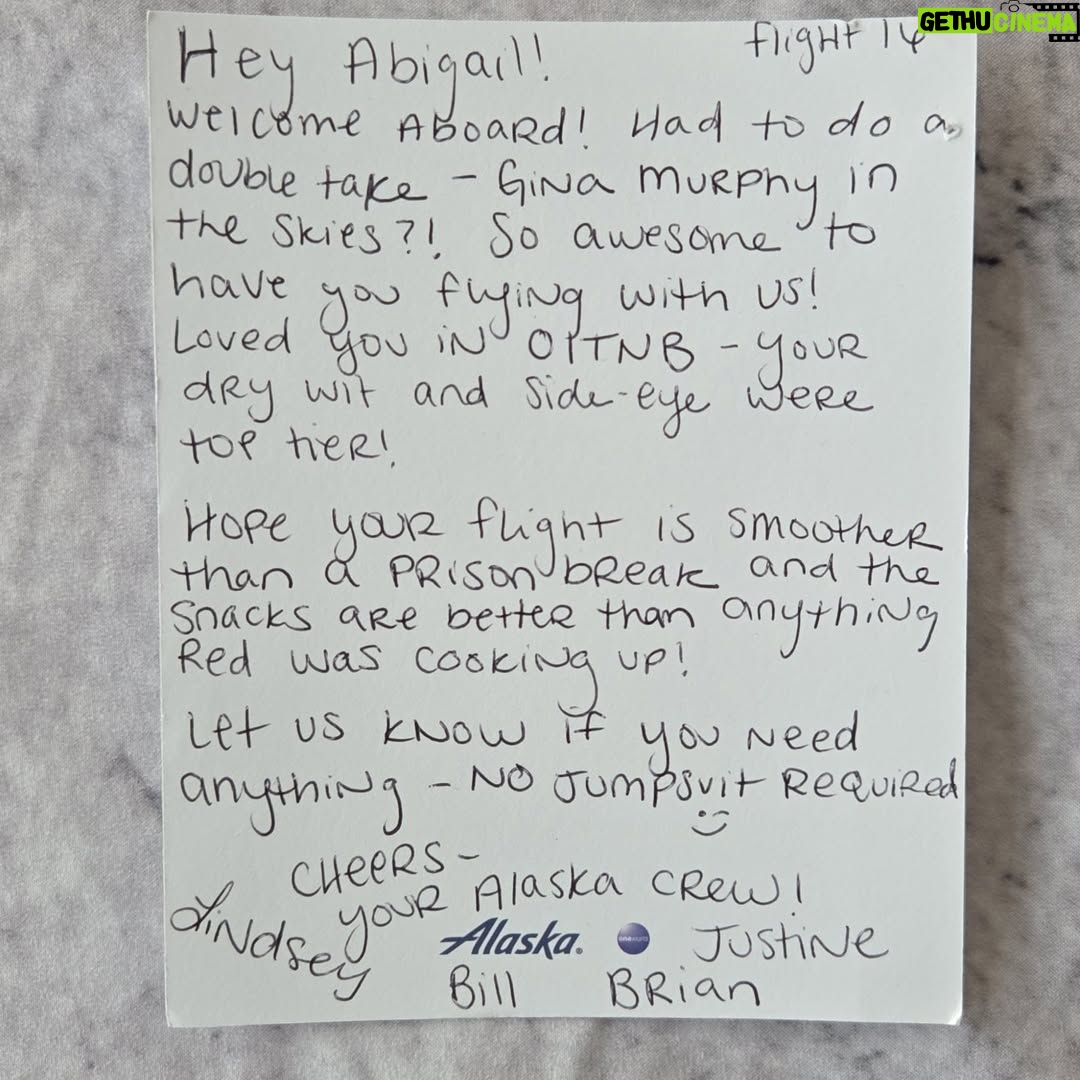 Abigail Savage - 256 Likes - This really made my night, flying back to NYC from Seattle. Thanks Alaska flight 16 crew! ❤️❤️❤️