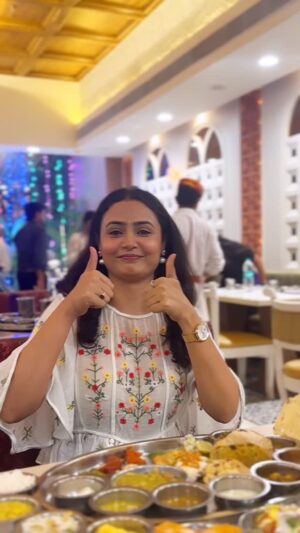 Aditi Rawat Instagram - Rajdhani - A Royal Affair 

Indian food has never tasted better! I recently had the chance to visit Rajdhani in Vashi and I must say I was simply blown away. 

Right at the entrance, I was given a warm welcome in the form of an Aarti Tika. Once seated, the meal that followed can only be described in one word — incredible. 

Curated by Chef Samar Dey, the Thali consisted of a mix of Assorted Farsans, Chaats, specials such as Dal Bati Churma, Sabji, Dal, Kadhi, Indian Breads, Rice, Khichdi and Desserts, as well as some refreshing drinks. 

The beautiful decor, traditional meal, incredible courtesy and customs gave it all an air of royalty.

So, if you’re looking to be transported into a world of luxury and delightful food, Rajdhani should be your next stop. 

***

Offers - 

Tuesday Thali Offer For male and female Both are
399/-

Wednesday  Thali Offer For Women 
399/-

Birthday offer One Thali free For birthday Guest  25% Discount on table Bill

Thanks for the invite - @rajdhanithali 
#rajdhanithali #vashinavimumbai