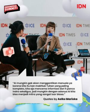 Aelke Mariska Instagram - Banyak yang bilang AI bakal gantiin manusia. Padahal, menurut Aelke Mariska manusia itu jauh lebih kompleks karena bisa mencerna informasi lewat 5 panca indra sekaligus.
Justru kehadiran AI bisa jadi partner yang luar biasa, bukan pesaing.😊
INDONESIA SUMMIT 2025
📅 27–28 Agustus 2025
📍 The Tribrata Darmawangsa, Jakarta
🎟️ Tiket tersedia di IndonesiaSummit.com
#IndonesiaSummit2025 #IndonesiaSummit #IDN #IDNTimes #ICE #IDNEvent #EventJakarta