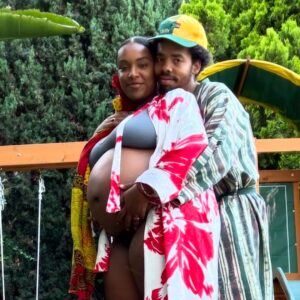 Aida Osman Instagram - we never made it to a studio to take maternity photos but right before i got induced thebe suggested we do self timer in the backyard. it’s always perfect because it’s ours! live laugh love everyone