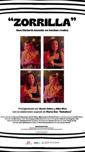 Alba Rico Instagram - Compartimos el tráiler de #Zorrilla que ya está participando en el canal de YouTube de la 23 edición del @notodofilmfest ✨

“En el baño de un bar, dos amigas conversan entre humor e indignación sobre un insulto absurdo recibido en la calle, reflejando con ironía la normalización del acoso cotidiano.“

¿Os ha pasado algo parecido? Esperamos vuestros comentarios 🥹
Enlace directo en stories 👀

Productora / Production Company: 
Gessas Producciones SL, Gosua Films SL, somosnylon 

Idea original de Cecilia Gessa y Bea Poey
 Dirección / Direction: Cecilia Gessa
 Intérpretes / Cast:  Rocio Saiz, Alba Rico y la aparición estelar de  Mery bas de Nebulossa 
 Guión / AD: Bea Poey 
 Producción / Production: 
Cecilia Gessa, Danny G.
 Fotografía / Cinematography: Roberto San Eugenio

Foto fija, making of: 
Lorena Martín Rodríguez 

Montaje / Editing: Asia Santamaría
 Sonido / Sound: Jorge Pareja

Lugar de rodaje / Shooting Place: Madrid El callejón 365
 Género / Genre: Ficción Comedia
 País / Country: España

Agradecimientos: @idolyagency_official @pizzanaturaa @sweetdeliverymadrid  @calle_365