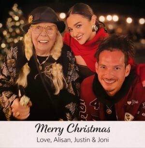 Alisan Porter Instagram - Our family Christmas card is a little bit different this year. Merry Christmas from the greatest gift I’ve ever received a night with Joni. 🫶🏽