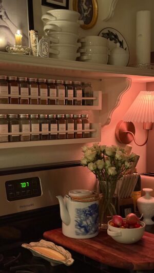 Allie Marie Evans Instagram - Back by popular demand part 2 of touring my neighbors apartments. One thing became clear from this unit @merit has the most underrated scent in the world because how have I not heard about this fab perfume? Needless to say we all want one Merit! 👀 Our real life charlotte York @britainivonneee and I share bedroom walls, so as someone with high functioning anxiety I think of her daily. Am I breathing too loud? Did she hear me play silver springs on repeat 55 times? Does she hear my alarm clock go off? These are the joys of living in an old art deco apartment.