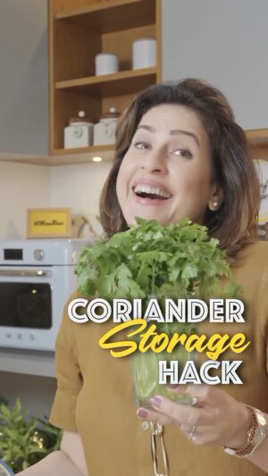 Amrita Raichand Instagram - Hari dhaniya wilts in just 1–2 days… unless you store it the right way.
This is the coriander hack every Indian kitchen needs.
Cut the roots, place the stems in a glass with 1 inch of water, cover with a plastic bag to prevent oxidation — and watch your coriander stay fresh for a full week (even longer in the fridge).
No slime. No wastage. Just bright, fresh coriander ready for your everyday cooking.

[ kitchen hack, coriander hack, mom hacks, Indian kitchen tips, storage hacks, cooking tips, food freshness, home hacks, Amrita Raichand, recipe hacks, Indian cooking, time-saving hacks ]