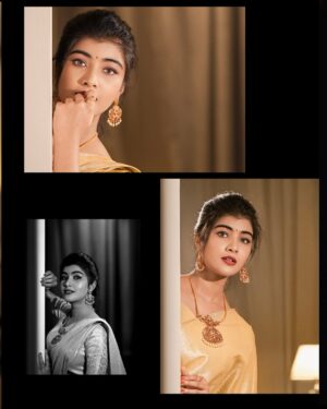 Amrutha Prem Instagram - 🪈🦚

Wearing: @haritva_designer_studio 
Makeup & Hair: @geetha_artistry_ & @sahanadhani__makeover 
Captured by: @pixcelspace
