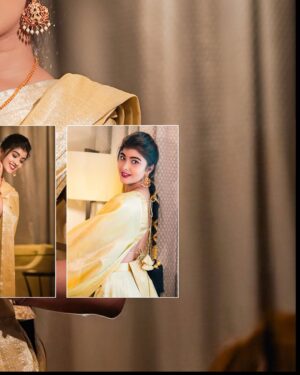 Amrutha Prem Instagram - 🪈🦚

Wearing: @haritva_designer_studio 
Makeup & Hair: @geetha_artistry_ & @sahanadhani__makeover 
Captured by: @pixcelspace