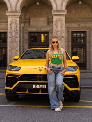 Ana Maria Marković Instagram - Rent your Lambo now 💛💚 @rentalcars_russo 

Photos: @jonashaid 📸