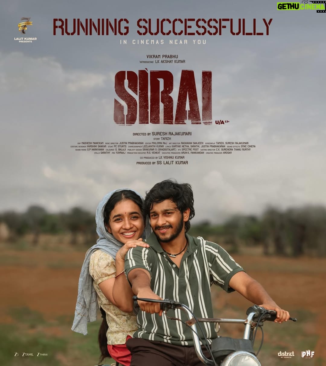 Anishma - 41.7K Likes - #Sirai Running successfully in cinemas near you, book your tickets: link.district.in/DSTRKT/psirai

Starring @iamVikramPrabhu @lk_akshaykumar @anishma_anilkumar__ @Anandasayani 

Director : @dirsureshrajakumari
Director of Photography :  @madheshmanickamm
Music Director : @prabhakaranjustin
Editor : @philoedit
Story : @tamil.arasan.794628
Production Design : @sriman_s_raghavan
Costume Designer : @varshu_sankar
Stunt : @pc.stunts.prabu_ 
Sound Design : @Sync.cinema
Sound Mix : @sp_narayan
VFX : @spectre_post 
DI : @gbalaji 
Publicity Design : @sivadigitalart
Casting Director : @surithanucc
Pro : @proyuvraaj 
Production Executive : RS Venkat
Executive Producer : @arunpatrician | Manikandan
Creative Producer : Arosam

Streaming Partner : @zee5tamil 
Satellite Partner : @zeetamizh @zeethiraitamil 

Co Produced by : @vishnukumar27
Produced by : SS Lalit Kumar