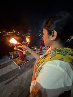 Anumol Instagram - A day at Rishikesh 🤍
I didn’t explore much. I came here with no plans just decided to surrender to the place and flow with it. Got to know the city a little, experienced the Ganga, and honestly, that felt enough.
Also, had to mention @bemonkwellness food was amazing, so tasty, and felt like proper healthy food so delicious and looked nice also. So comforting. Loved the ambience, the yoga space, and especially that balcony at the restaurant area🤍 
This day is only about roaming around Lakshman Jula, Ganga Arti and food.. Back home play time with Kanmani, Leela & Yoda. Some places don’t need rushing. They just need feeling 🧿