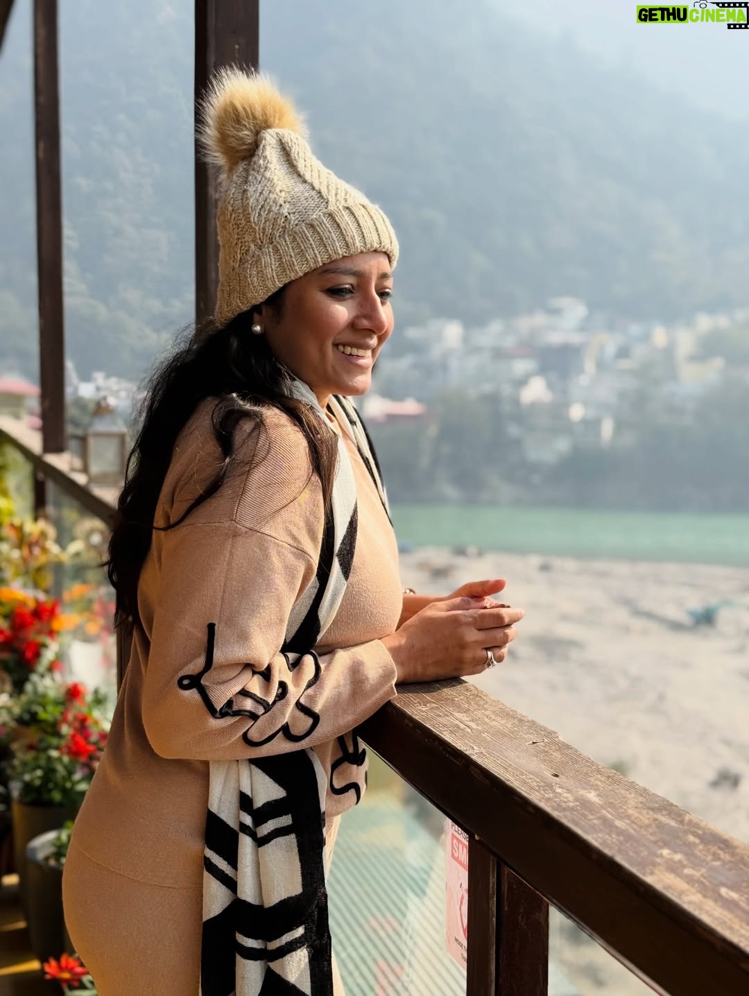 Anumol - 18.4K Likes - A day at Rishikesh 🤍
I didn’t explore much. I came here with no plans just decided to surrender to the place and flow with it. Got to know the city a little, experienced the Ganga, and honestly, that felt enough.
Also, had to mention @bemonkwellness food was amazing, so tasty, and felt like proper healthy food so delicious and looked nice also. So comforting. Loved the ambience, the yoga space, and especially that balcony at the restaurant area🤍 
This day is only about roaming around Lakshman Jula, Ganga Arti and food.. Back home play time with Kanmani, Leela & Yoda. Some places don’t need rushing. They just need feeling 🧿