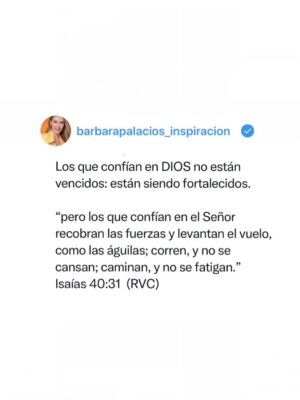Bárbara Palacios Instagram - Esperar en DIOS no es resignarse; es resistir con fe cuando el cansancio pesa, cuando la injusticia parece interminable y cuando la libertad parece lejana. En Venezuela y en cada nación bajo dictadura, hay corazones cansados, pero no derrotados. DIOS renueva fuerzas aun en la noche más larga.🙌🏻

Las dictaduras buscan quebrar la esperanza, pero la Palabra nos recuerda que el poder no es eterno y que el alma que espera en DIOS se levanta por encima del miedo. Los presos políticos, sus familias y todo un pueblo encuentran en el Señor alas cuando ya no quedan fuerzas humanas. Él ve, Él oye y Él actúa a Su tiempo.🙏🏻

“pero los que confían en el Señor recobran las fuerzas y levantan el vuelo, como las águilas; corren, y no se cansan; caminan, y no se fatigan.”
‭‭Isaías‬ ‭40‬:‭31‬ ‭ (RVC‬‬)

“El Señor imparte justicia y defiende a todos los que sufren por la violencia.”
‭‭Salmos‬ ‭103‬:‭6‬ ‭ (RVC‬‬)

“El Señor cuida de los hombres honrados; y mantendrá la herencia de ellos para siempre.”
‭‭Salmos‬ ‭37‬:‭18‬ ‭ (RVC‬‬)

A los que hoy esperan entre rejas, a los que oran en silencio y a los que no se rinden: DIOS renueva fuerzas. 🙌🏻

La verdad no se encarcela, la esperanza no se apaga y la justicia de DIOS no llega tarde. Sigamos esperando en Él; las alas ya están creciendo. 🕊️

DIOS te Bendiga Inmensamente ❤️

#Libertad #GraciasDios #DiosFortalece #Fe #ConfiaEnDios Inspiracion