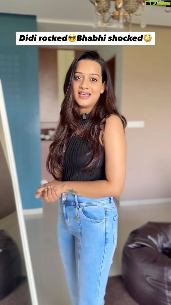 Bhagyashree Sonvane - 1.1K Likes - Didi rocked ,Bhabhi shocked😂 
.
.
.
Outfit @gasolina_surat 
.
.
.
#reelitfeelit #comedy #foryoypage #explorepage #funnyvideos #viralvideos #relatable #bhabhi #nanad #trending #family #drama