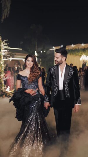 Bhavya Monga Instagram - Been already a month 🥰🤌🏻
Outfit @anjaleeandarjunkapoor 
Makeup @richa.kritids 
Jewellery @chinar_jewels 
@dezired_knots 

#cocktail #cocktaildress #sangeetlook #couplegoals #wedding [wedding couple, cocktail, fun, cocktail night, wedding, shadi, wedding dance]
@weddingsutra @wedmegood @weddingbazaarofficial @wedabout @bridalaffairind @weddingz.in @zo_wed @mywedzy @shaadiwish @shaadifever @theweddingchamber
@allaboutweddings.in @wedjoin @indianweddingbuzz
@shaadisquad @theshaadiknot_
@shaadinvogue