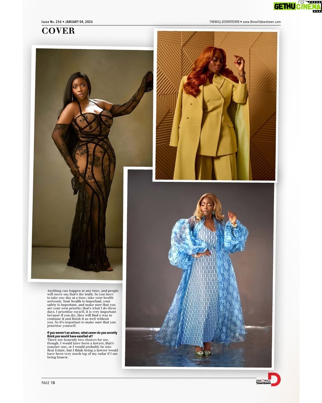 Bolaji Ogunmola - 3.9K Likes - @onahluciaa Editor's Note

Bolaji Ogunmola is one of her generation’s most compelling and dynamic actors. In her career spanning over a decade, she has been very intentional, choosing roles that challenge stereotypes, amplify women’s narratives and push the industry into new creative territories. In her
2025 high-energy, female-led action-comedy, Gingerrr, she delved into a role she had never played before, which was extremely challenging; however, she wanted to make it relatable and authentic. So, she watched films, researched with her director and went over the script several times to help her prepare for her character.

To understand the business of acting, Ogunmola trained at the Royal Arts Academy. Now with over 100 films to her name, she has honed her acting skills, but Ogunmola says she isn’t there yet; she is still evolving. As Nollywood evolves, she would like to serve as its ambassador.

In all of this, Bolaji Ogunmola believes you should take life easy and be grateful to God. Read her story on pages 8 to 10

For travellers who know when to travel, January is a hidden gem. The festive rush is over, and airports are calmer. January travellers can experience the world without queues and explore destinations without distractions. This week’s travel article suggests why January might be the smartest travel month you are not taking advantage of. Scroll to page 14 for this.

Blush adds a fresh look to your face; however, misapplying it can throw everything out of balance. Too much blush, and you’ll look like a clown, and too little will make you look like something is missing. This week’s beauty page highlights tips for applying blush correctly. I hope you learn a thing or two from it.

Until next week, enjoy your read.

#Nollywood #BolajiOgunmola #Career #Downtownpost