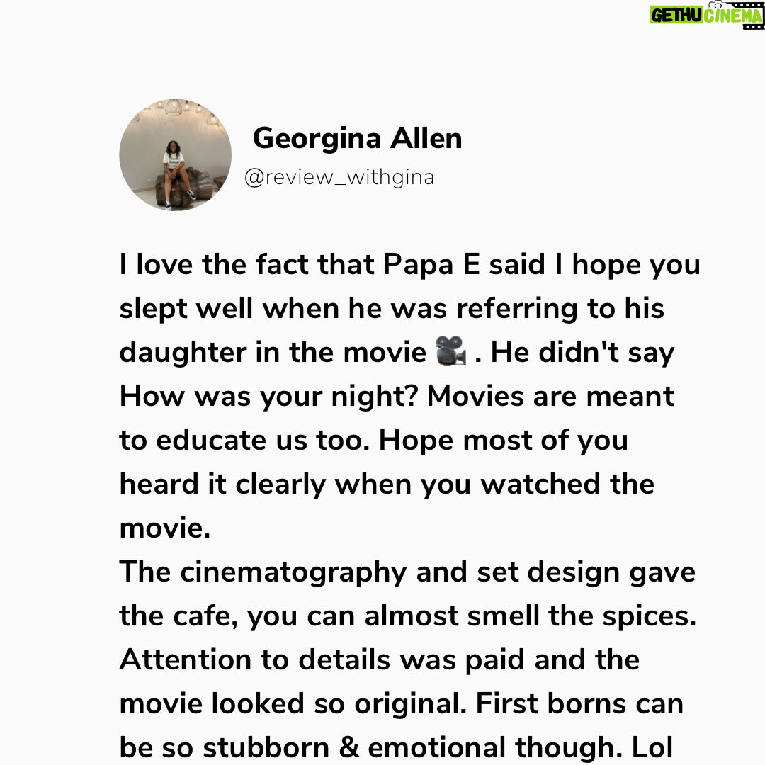 Bolaji Ogunmola - 642 Likes - Youtube Movie 🎥 Review 

Title: CAFE EDEBIRI

Rating: 9/10

Cafe Edebiri is a movie that that talks about Family Legacy. A must watch movie and I highly recommend for everyone to watch. Everything about the movie 🎥 was so real. 

My love for good stories started with my daddy, he is also a Proud Nollywood lover and Cafe Edebiri reminded me why family legacies matter.

If you know me, you will know I am a daddy’s girl to the core, so any movie about family legacy. Trust me I am locked in👌🤌. 

Family Legacy, Bitterness, Emotions, Forgiveness, Identity & purpose, Love communicated through food is the heart of Cafe Edebiri. 

The movie 🎥 is a beautifully layered film that blends culture, family centered drama, culinary passion and generational stories into one heartfelt experience.

This movie takes us into a family owned cafe  where recipes are not just food but they are MEMORIES , you can also call it battles, love letters, friendship and sometimes SCARS. 

I enjoyed the stellar performances from our great veteran actors @osuofia_nkemowoh and @tinamba1 They interpreted their roles so well as always. Their chemistry feels authentic, like a real Nigerian family with flaws and big hearts.

It was refreshing watching @osuofia_nkemowoh You brought a steady emotional fatherly presence to the film. Jisie Ike Papa. God bless you Sir. May you live long in good health of mind and body always. 

A great production. The cast and crew did a fantastic job. Oh no perfect casting 🤌. 

My Favourite Character is Imade @bolajiogunmola Your acting prowess🔥🔥🔥🔥🔥🔥🔥🔥🔥. You Dey Act abeg. Well done ❤️ and God bless you for telling this story 🤌👌. 

Let me know in the comment section if you have watched Cafe Edebiri. Tell me your view about the movie, your favourite character and your favourite scene 🎬. Drop it in the comment below 👇. 

Follow @reviews_withgina for movie 🎥 reviews and YouTube movie recommendations 👌. Thank you. 💙

Love From Reviews with Gina ✍️
.
.
.
.
.
.
#reviewswithgina #reviewswithginatv #youtubemoviereview #youtubemovie #explore #youtubemovie #youtubemovierecommendation #nollywoodmovie #bolajiogunmolatv #cafeedebiri