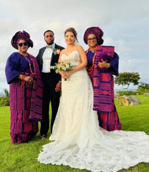 Bukky Wright Instagram - This is the day that the Lord has made!! I rejoiced and was glad with so much gratitude 🙏🏻 to Allah for spearing my life to see my baby boy get married and start his life with his wife. I have seen the beginning of your life till date, I will not see your end insha Allah. Almighty Allah will make this union one made from heaven. He will continue to be with your family and by His grace you will never lack anything good in life. As you start the journey into real life with your wife you will not know sorrow. Thanks for making me a proud mother. I can go on and on but I will stop here for now.  I love you guys @enichulo and @moya.moves ❤️❤️❤️❤️ 🎉🎊🥳