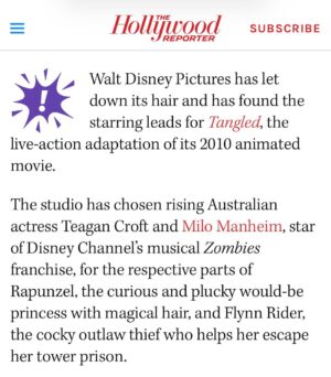 Camryn Manheim Instagram - So…this just happened. There is no one on this planet who could play Flynn Rider better than you Milo. Too proud for words.