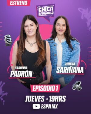 Carolina Padrón Instagram - Hoy lanzamos este proyecto de La Chica del Banquillo, un podcast en @espnmx en el que hemos venido trabajando para ampliar el panorama y conversar con distintas personalidades de muchas disciplinas de un modo divertido y relajado.
En el primer capítulo nos acompañó @ximenamusic que no solo es increíblemente talentosa sino muy auténtica y divertida.
Los esperamos cada jueves en el canal de youtube de @espnmx