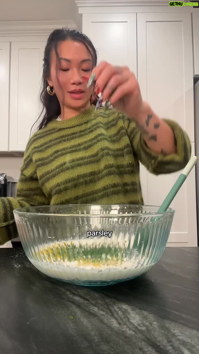 Cassie Yeung - 47.1K Likes - Chicken and dumplings for the soul

3 chicken breasts (I seasoned w/ onion, garlic, Tony’s, salt and pepper)
3 tbsp butter
3 celery stalks, diced
3 medium carrots, diced
1 medium onion, diced
4 cloves garlic minced
3 tbsp flour
4 quarts chicken broth
2 bay leaves
1/4 cup heavy cream
Salt and pepper to taste 

Dumplings
2 cups AP flour
1 tbsp baking powder
1 cup milk
1/4 cup heavy cream
3 tbsp melted butter
Salt and pepper to taste 
1 tbsp chives
1 tbsp parsley 

To a large pot with a few tablespoons of oil, sear the chicken on both sides until golden brown. Remove to a clean plate and set aside. 
Add the butter and veggies and season with salt and pepper. Cook for 3-5 minutes until the veggies soften and start to turn translucent. Add the garlic and cook until fragrant. Stir in the flour and cook for a minute. Stir in the chicken broth, add the bay leaves and bring to a boil. Add the chicken back in, cover and reduce to a simmer for 20 minutes. Meanwhile, mix the dumpling mixture. 
Remove the chicken and shred then return to the pot. Stir in the heavy cream. Using an ice cream scoop or two spoons, spoon 1 tbsp sized dumplings into the soup. Cover and simmer for 15 minutes. Enjoy!