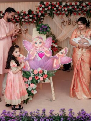 Chaitra Rai Instagram - Tiny feet, big blessings, and a name chosen with love 🧿🌸♥️🙏🏻

Prishka - ಪ್ರಿಷ್ಕಾ meaning :God’s precious gift,A divine and pure soul,Beloved, One who is deeply loved 🥰 @prishkashetty_official 

💄: @makeoverby_sowmyamanjunath ♥️
📸 : @vkfilms.in_ 
Decor: @aura_event_studio 

#cradleceremony #namingceremony #babygirl #chaithrarai17