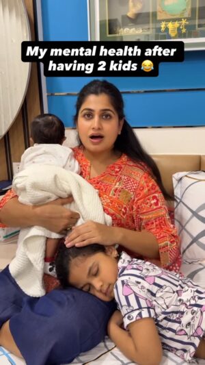 Chaitra Rai Instagram - Just for fun @prasannashetty_official 😛 @nishkashetty_official 

#momlife #chaithrarai17 #after #2 #kids