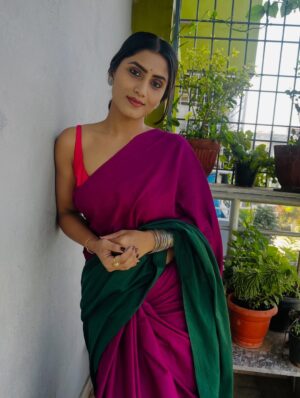 Chandana Gowda Instagram - Wearing @sutaqommunity 

#saree #sareelovstyle😍😘