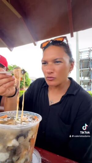 Dame Valerie Adams Instagram - Last meal in the Kingdom 🇹🇴🤤 #fyp #ifoatu #tonga #home #meatahi 🪼🪸⛴️🐚🌊