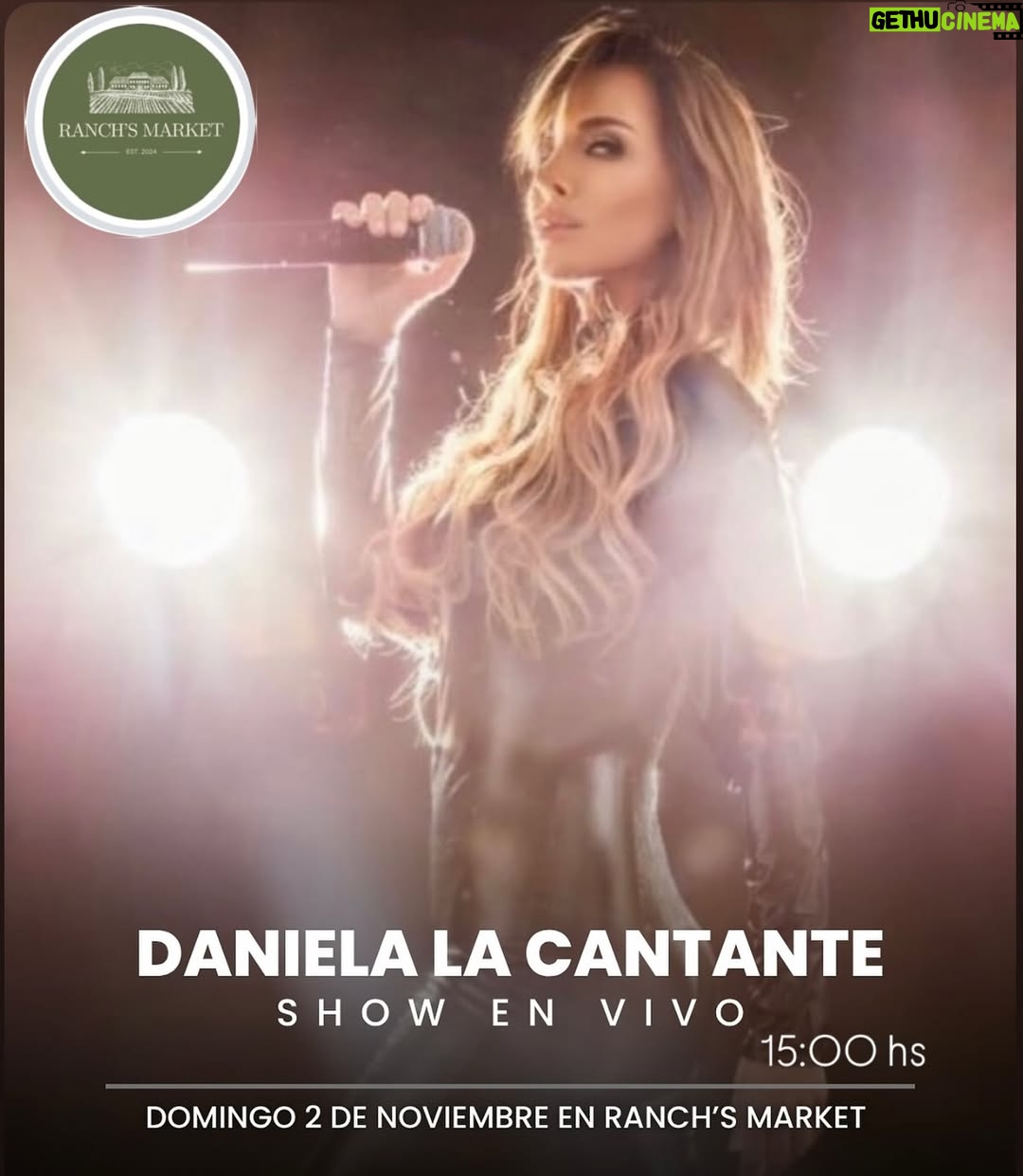 Daniela Mori - 3 Likes - Este domingo 2 de noviembre no te podés perder el súper programa @cesarnotarotv  súper entrevista y cierre con mi show musical !! Desde  este hermoso lugar @ranchs.market La casa de los famosos, feria de campo , restaurante y cabañas !! Colectora AU Ezeiza Cañuelas 58.5 KM Cañuelas , Buenos Aires Argentina