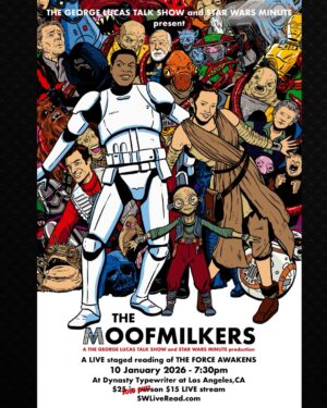 Daphne Zuniga Instagram - This Saturday, January 10th, at @dynastytypewriter….THE MOOF MILKERS: A Live Staged Reading of The Force Awakens starring @vicmmic, @thatkevinsmith, @daphnezuniga, @dastmalchian, @mynameismitch, @alexsongxia, @danagould, @itswilwheaton, @larainenewman, @tarzannoz, @harveyguillen, @jojoginn, @hallublin, @alisonrich123, @ericjedelstein, @tallgilozeri, @sweetlouzinho, plus music from @chrysanthetan, @ender.smith and @jameswatermanmusic. Narrated and produced by @cotnoir, @peterbonavita and @arobtwit.
In-Person tickets are sold out but livestream tickets are still available and you’ll be able to watch it for up to a week afterwards!