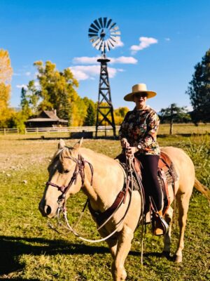 DeAnne Stidham Instagram - This photo was taken last week up at the ranch as I rode Mark’s horse, Titan.
I didn’t care whether it would hurt my back or not. I needed to do this — for my heart and my soul to begin to heal.

Titan was gentle and cooperative that day, almost as if he knew. Maybe he did. Maybe he felt that my heart was trying to make it through another day without the love of my life.”
 ✨ Thank heavens for social media assistants who lovingly help me post, as I continue to grieve and heal. 😔✨
