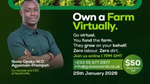 Dentaa Instagram - With Grow For Me, you can fund farms from anywhere  no soil, no sweat, just real growth and returns. 🌾

Reconnect with your heritage, support local farmers, and be part of Africa’s agricultural revolution. Every investment fuels economic empowerment and strengthens diaspora connections. Have questions? 

This is your chance to get answers! Join our live online session, gain clarity on investment opportunities, and see how your contribution makes a real difference.  25 Jan 2026  7:00 PM
Registration: $50  Comment Grow For Me and a Link would be sent. contact-info@gubaawards.co.uk #linkinbio  #VirtualFarming #GrowForMe #DiasporaInvestment #InvestInAfrica

Video by @vanessakanbi 👏🏾👏🏾