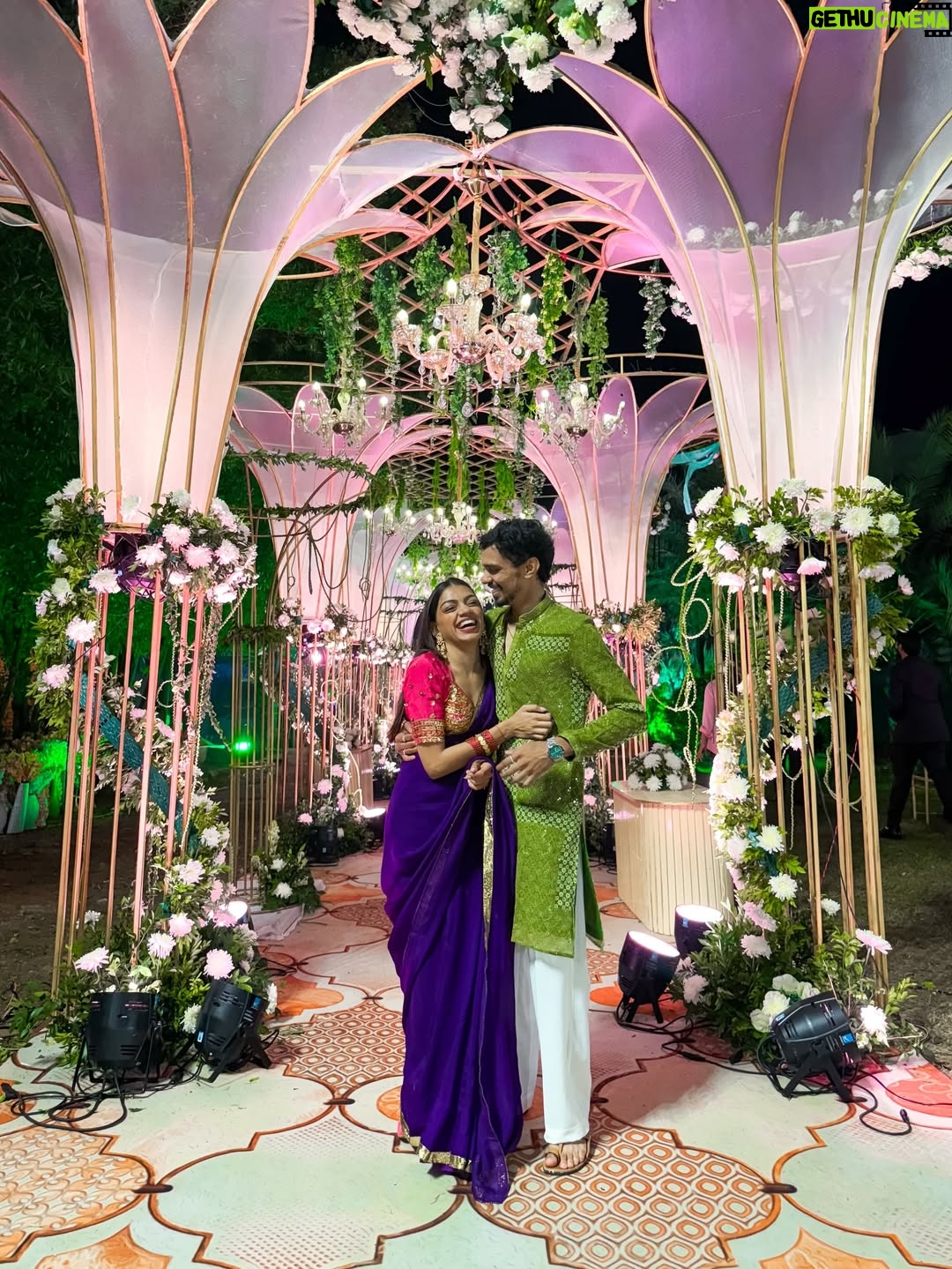 Dixita Patel - 18.4K Likes - First wedding as fiancés and suddenly everything feels extra special 🥹💍🫶
.
.
.
First saree look - @houseofbaisa_jaipur 
Black saree - I made it from scratch 
Red set - @deepak_tailor_gk 
Pastel Pink anarkali - @labelratan
.
.
#wedding #couple #indianwedding #shaadi #couples