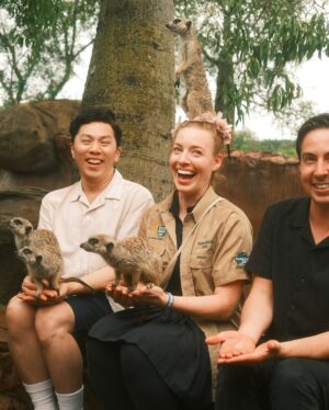 Emma Watkins Instagram - Meerkat Monday is just the start of our adventures @australiazoo 🫶🏽🥹 Very fortunate to spend time here with our beautiful team, experiencing what the Irwin’s and their crew have nurtured for so many people to be inspired by and in turn give back to wildlife everywhere 🫶🏽
