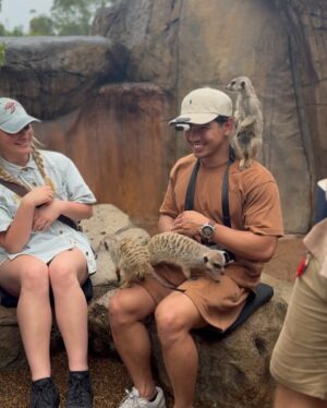 Emma Watkins Instagram - Meerkat Monday is just the start of our adventures @australiazoo 🫶🏽🥹 Very fortunate to spend time here with our beautiful team, experiencing what the Irwin’s and their crew have nurtured for so many people to be inspired by and in turn give back to wildlife everywhere 🫶🏽
