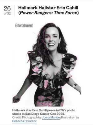 Erin Cahill Instagram - #tbt to @comicconsandiegoofficial a few months ago!  We are in Miami about to board the cruise today, and I was looking for photos and ran across these and realized I never posted them!  This was the most FUN shoot with magnificent Photographer @jonnymarlow for @entertainmentweekly !! Illustrations by the fantastic @rebeccaholopter — Thank you as always to the MAGNIFICENT team of humans at @hallmarkchannel who made this happen!  And, all my gratitude to my beloved @theshowroomnashville for the dress and to my amazing glam squad @tildebymatilde & @_nicolemaguire_ !! Happy almost weekend, Loves!  Ships ahoy! 🚢
