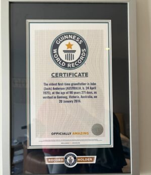 Esther Anderson Instagram - As we say goodbye to 2025 I’m thinking about the year that has been, and I can’t believe in the excitement of dad turning 100 this year I forgot to post something equally as exciting (and fun) !!! Dad entered the Guinness book of world records this year for being the oldest (first time) grandfather 🎉🎉🙌🏻🙌🏻
My sister had Clancy (his first grand child) when dad was 90 which turns out is a Guinness record. So fun!!!Congrats dad 👏👏 @guiness.world.records 
Happy new year everyone 🥂wishing everyone a great year ahead xxx