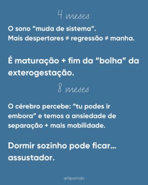 Filipa Maló Franco Instagram - “É falta de rotina”
“É associação mama/sono”
“É associação ao colo”
“É falta de autonomia”
“É dependência”
É sempre “alguma coisa” mas o que é certo é que quase todos os bebés passam por estas fases, o sono raramente é linear nos primeiros 3 anos de vida e ao longo da primeira infância é esperado uma necessidade de presença, medos e outras questões que o influenciam.
Para mim parece-me óbvio que em qualquer área do desenvolvimento, importa sempre perceber que se há um padrão que se identifica e se muitos bebés e crianças passam pelas mesmas questões e dificuldades, teremos que as compreender e não, batalhar contra elas. Contudo, sinto todos os dias que com o sono dos bebés estamos frequentemente a m campos de batalha. Perco a conta às vezes que os pais me chegam, frustrados, exaustos, até desesperados porque vivem em torno do sono dos seus filhos, cumprem rotinas e horários ao segundo, tentam que os filhos não precisem deles e que mesmo assim, os bebés não dormem como eles imaginam q deviam dormir.
Inclusivamente, na @clinicafilipamalofranco tenho uma equipa de sete profissionais especializadas em sono pediátrico e perinatal e as queixas são SEMPRE as mesmas. Também a idade de pedido de ajuda, tende a seguir um padrão, isto porque, são momentos de grandes alterações e necessidades que se compreendem e identificam na maioria dos bebés e crianças pequenas.
Também, parece-me óbvio que se fosse sempre tão fácil aplicar planos, rotinas e se a questão dependesse da “autonomia” o sono dos bebés não estaria em problema ascendente. A verdade é que há umas gerações atrás, com menos regras e especialistas, os bebés dormiam melhor. E melhor não significa mais tempo seguido. Há uns 50 anos para cá tudo mudou, e um dia explico-vos porquê.
Contudo, não me canso de dizer: o sono do bebé não é comportamental. É o resultado do seu desenvolvimento e necessidades emocionais e de vinculação. É fluido. Altera-se com o que acontece durante o dia. Tem fases. E é com segurança que digo que ajudo muitas famílias, com resultados, respeitando as necessidades dos bebés. É possível… e a minha profissão ensinou-me que o comportamento reage sempre a uma emoção e necessidade.