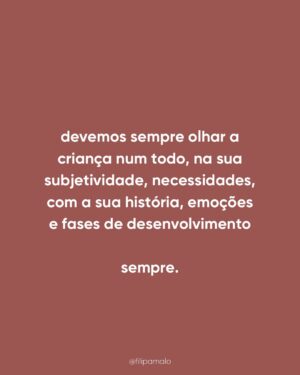 Filipa Maló Franco Instagram - Vamos compreender os medos ao longo da primeira infância?

Neste post tentei relacionar duas perguntas muito frequentes: os medos e a sua relação com o sono noturno.

A criança é um mundo. E sempre que trabalhamos algo dentro dela, temos de a conhecer, compreender à luz do desenvolvimento emocional e relacional. Tudo o que a envolve e a sua história. Sendo certo que um medo não se supera porque o adulto quer, ou porque parece tão disparatado que dizer que “não é preciso ter medo” magicamente resolve. É na incompreensão que tudo se amplifica, e o que vejo frequentemente em consulta, são medos não traduzidos e acima de tudo, não compreendidos.

Fez-vos sentido?