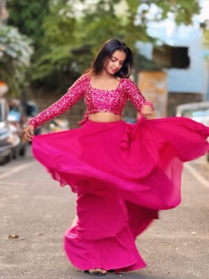 Ganga Gowda Instagram - 🩷🧿
.
Outfit by:- @ayra_designer_studio_