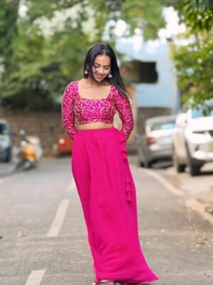 Ganga Gowda Instagram - 🩷🧿
.
Outfit by:- @ayra_designer_studio_