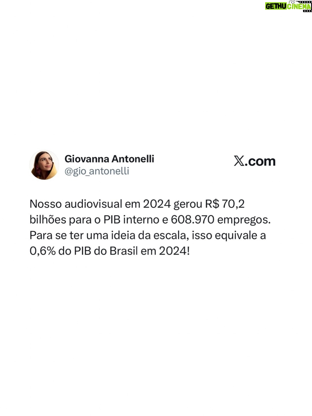 Giovanna Antonelli - 66.5K Likes - Que momento lindo pro Brasil e pro audiovisual brasileiro! Depois de 27 anos, o Golden Globes, de melhor filme e com Wagner levando o prêmio de melhor ator, um ano depois de Fernanda! 🇧🇷✨
Um reconhecimento que fala da expansão do nosso cinema, da força das nossas histórias e do talento que atravessa fronteiras.
O audiovisual brasileiro cresce, se reinventa e ocupa, cada vez mais, o lugar que merece no mundo. 🎬💛