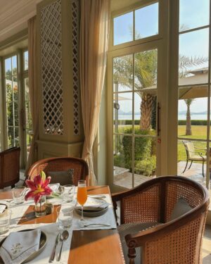 Gurleen Dahelay Instagram - a gingham affair💚
lunching at the Trellis Room @rafflesudaipur lakeshore and we were served with immaculate food and views altogether✨🦢
wearing: @truffle_india