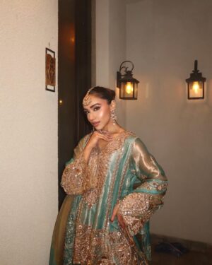 Gurleen Dahelay Instagram - ਕੈਪਰੀਕੌਨ baby🩵🥜
wearing: @manharembroiderycouture @anaghaartsnjewels