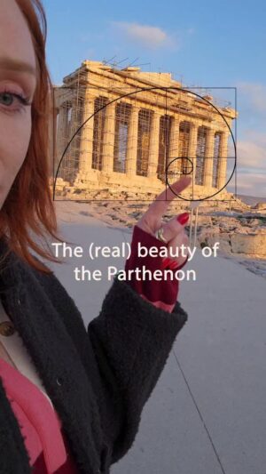 Hannah Fry Instagram - My new series The Infinite Explorer, coming in early November to National Geographic (in the UK and EU) and Bloomberg Originals (in the US) took me to all sorts of amazing locations - and I couldn't resist stealing a moment while I was there to share this with you

***When I say "people" here, I mean British Victorians - who clearly thought they were the first ones to notice or "discover" anything of any importance. So when medieval structures that had been built around the Parthenon were removed in 1837, English architect John Pennethorne announced that he had 'discovered' that the base was curved. In fact, many of the peoples who followed the ancient Greeks were aware of the concept of optical refinement, and the Parthenon isn't the only building to have been built that way. But the British of that time weren't exactly known for giving any credit where credit was due...

(And the people of THIS time aren't exactly known for restraint or accuracy where claims of Golden Ratios are concerned...)